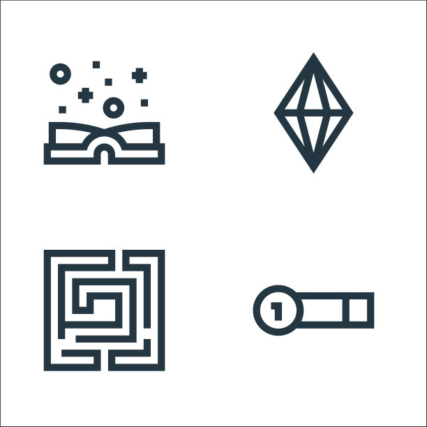 视频游戏元素线条图标线性集合的质量图片下载