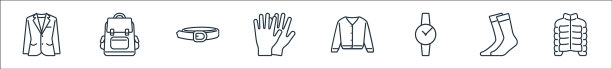 衣服和装备线图标线性集质量图片下载