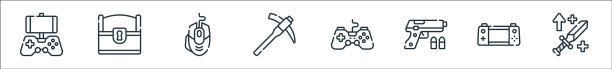 视频游戏线图标线性集质量线集图片下载