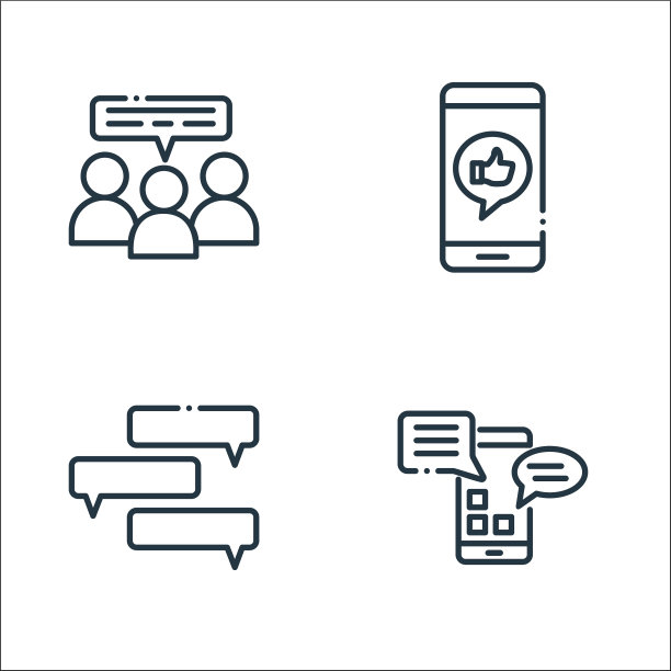 聊天和通讯线图标线性集合图片下载