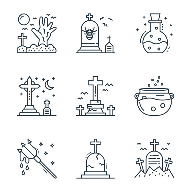 幽灵万圣节系列图标线性集质量图片下载