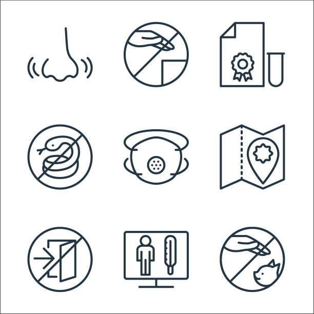 停止病毒行图标线性集质量行集图片下载