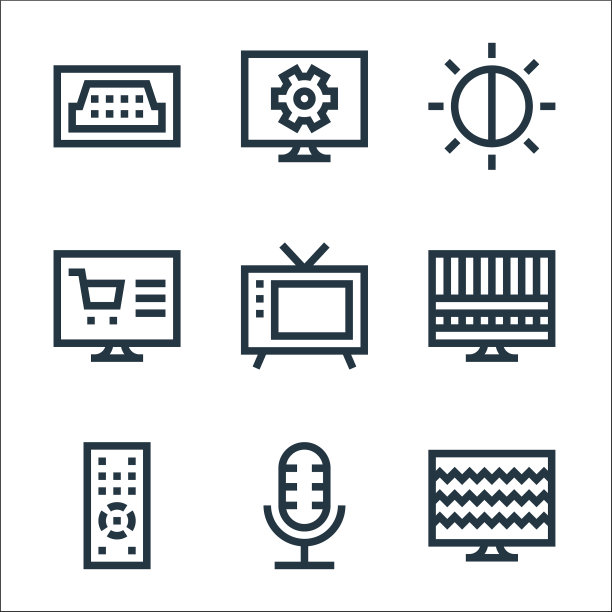 电视线图标线性集质量线集图片下载