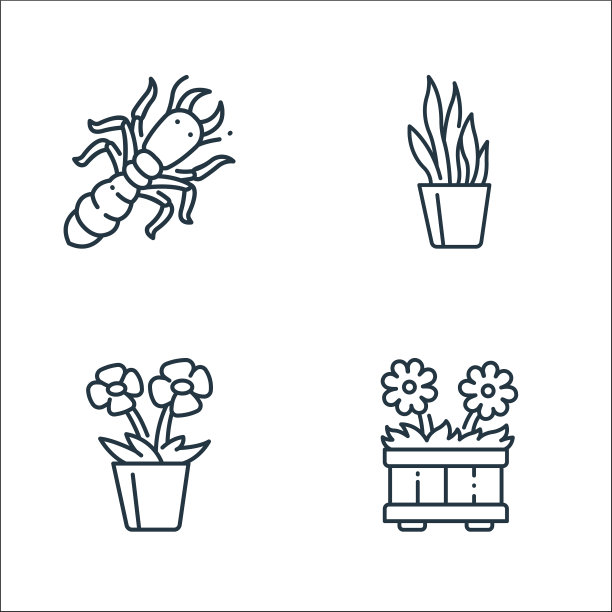 园艺线图标线性集质量线集图片下载