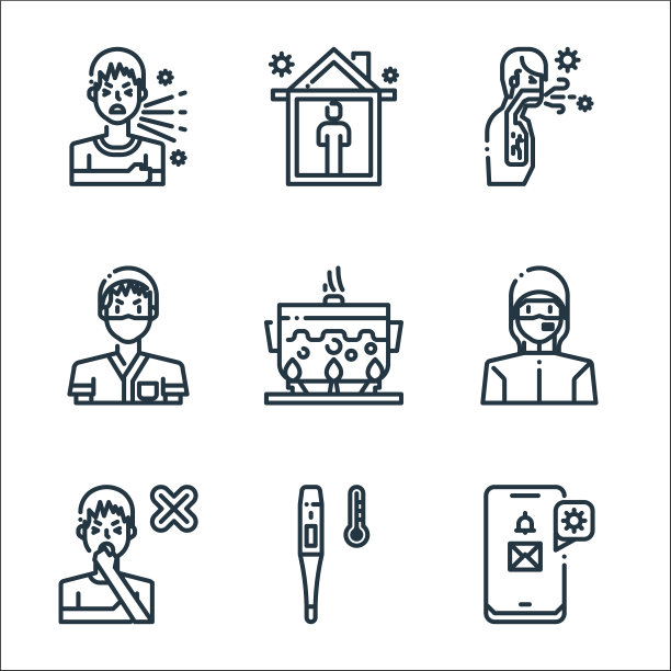 病毒传播线图标线性集质量图片下载