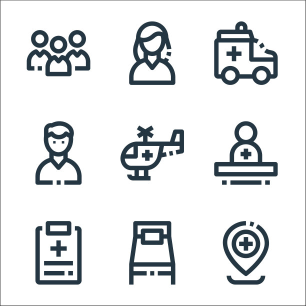 医疗包线图标线性集质量线图片下载