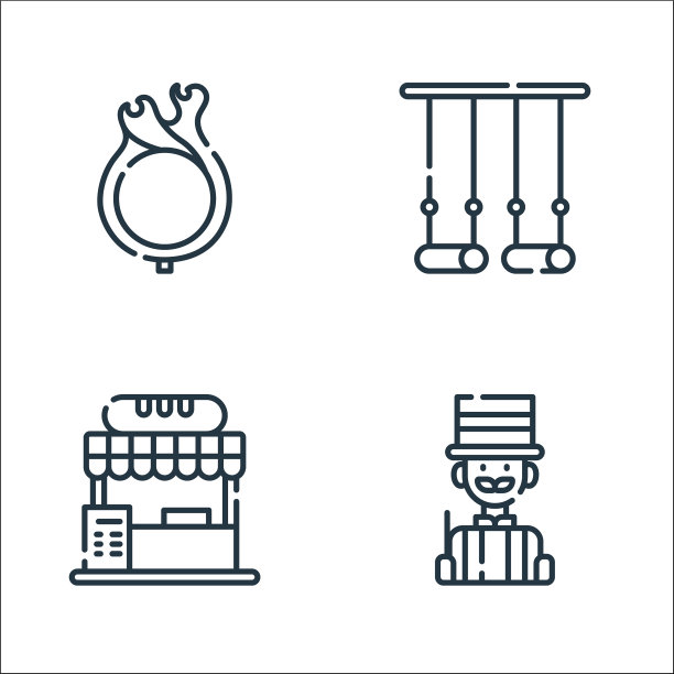马戏团线图标线性集质量线集图片下载