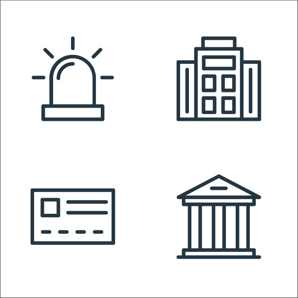 银行和金融线图标线性集质量图片下载