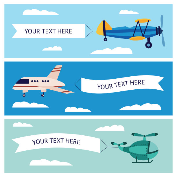在天空中设置带有飞机的横幅图片下载
