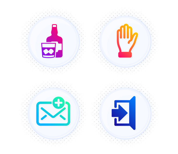 手威士忌酒杯和新的邮件图标设置退出图片下载