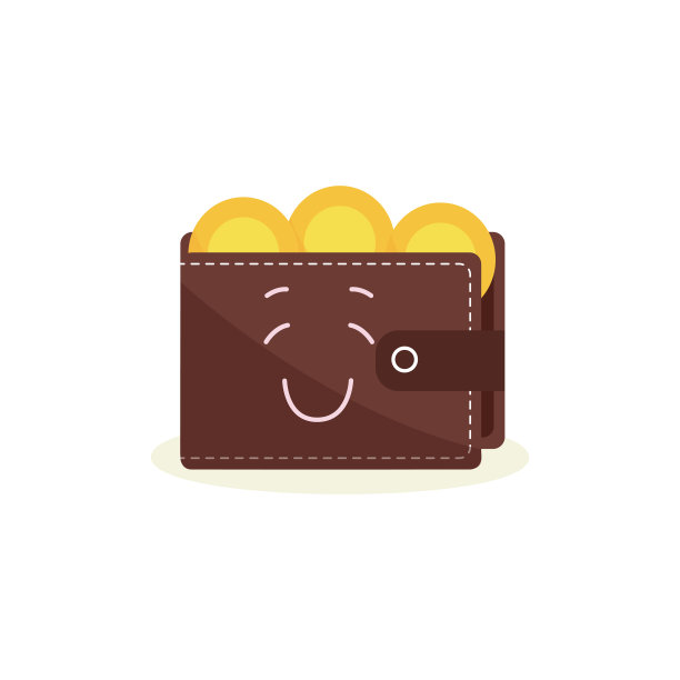 快乐的棕色钱包字符全黄硬币图片下载