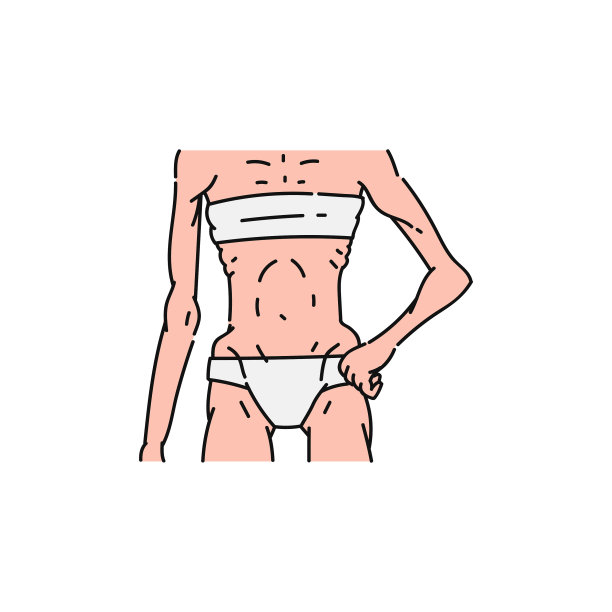 瘦骨嶙峋的厌食症女性的身体在内衣和胸罩图片下载