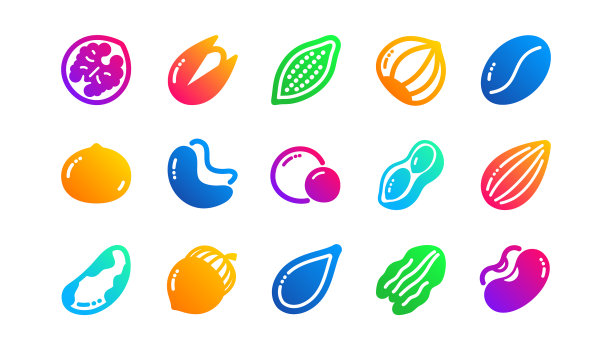 坚果和种子图标榛子，杏仁，坚果和图片下载