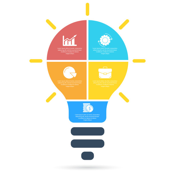 灯泡信息图表现代彩色灯图片下载