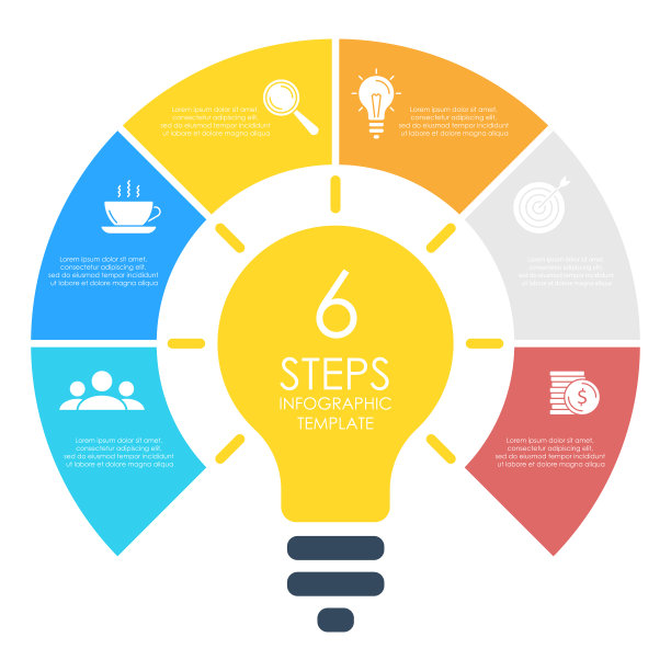 灯泡信息图表现代彩色灯图片下载