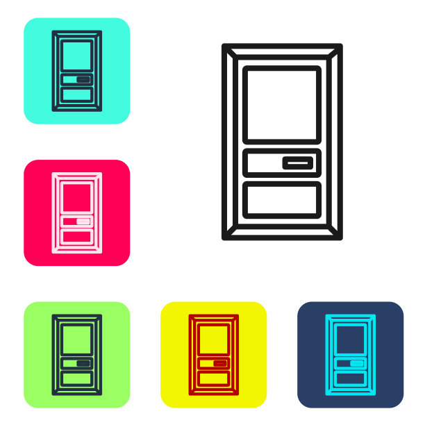 黑线关闭门图标隔离在白色图片下载