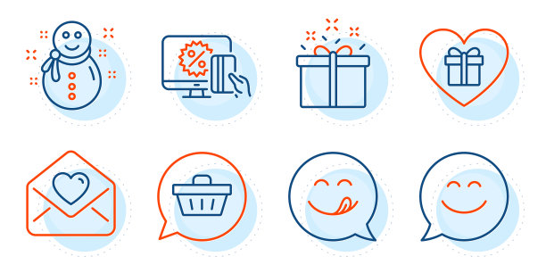 购物车雪人和情书图标集图片下载