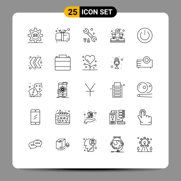 通用图标符号组25个现代线条图片下载
