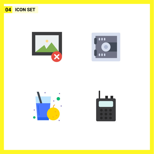 用户界面包4个基本的平面图标图片下载