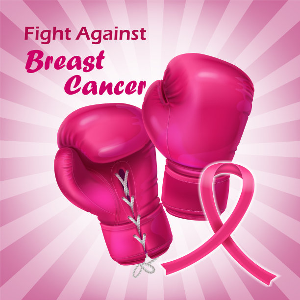 粉色拳击手套和带文字胸的丝带图片下载