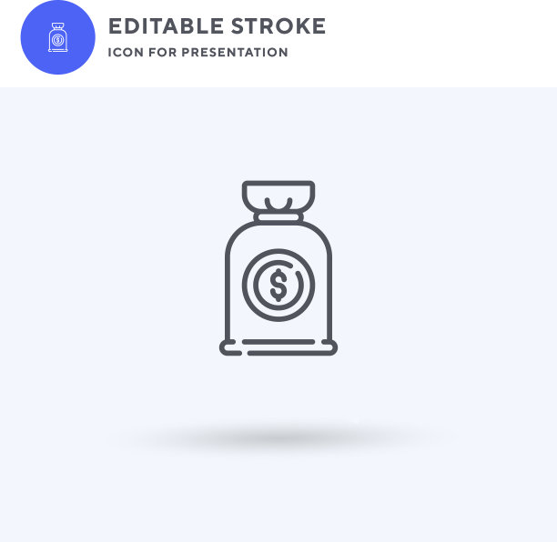 钱袋的图标充满了平坦的标志固体图片下载