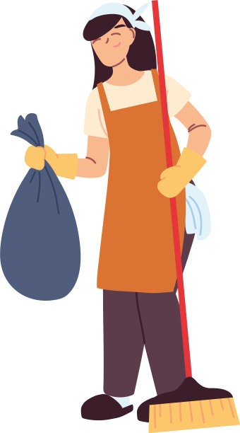 戴手套的清洁服务妇女图片下载