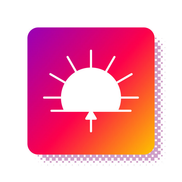 白色日出图标孤立在白色背景上图片下载