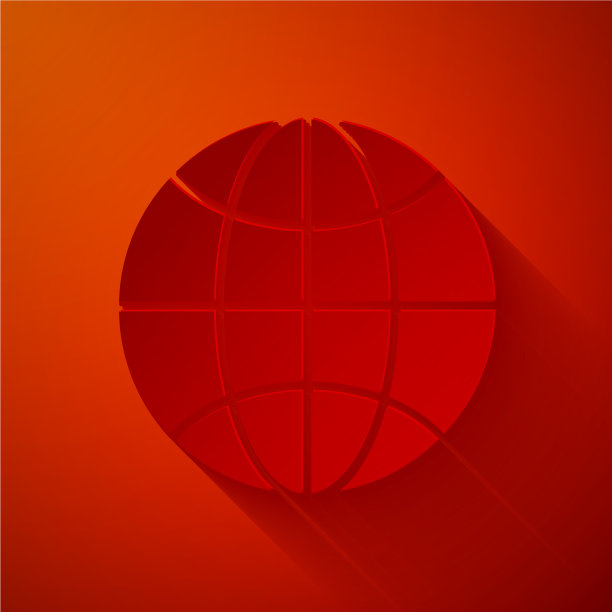 剪纸世界图标孤立在红色图片下载