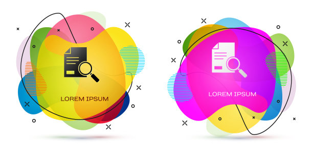 彩色文档与搜索图标隔离在白色图片下载