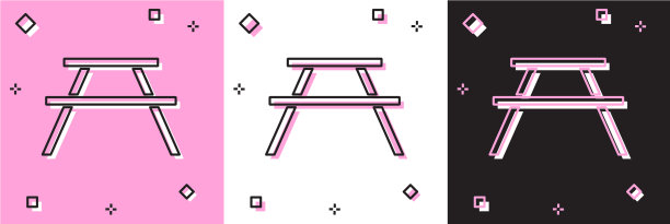 在野餐桌上两边放上长凳图片下载