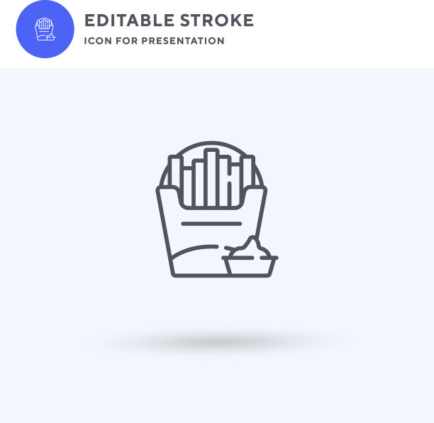 炸薯条的图标填充了平坦的标志固体图片下载