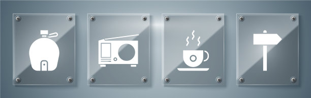 设置道路交通路标咖啡杯收音机图片下载