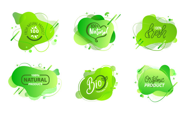 天然产品素食食品贴纸套装图片下载