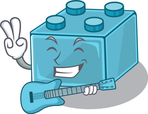 一幅画，乐高积木玩具在弹吉他图片下载