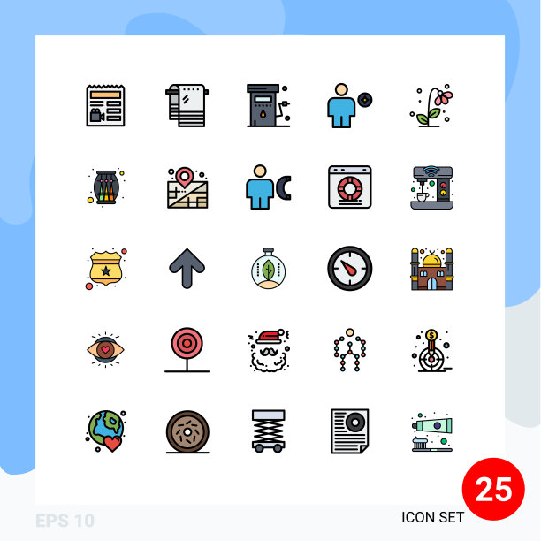 用户界面包25基本填充线平图片下载