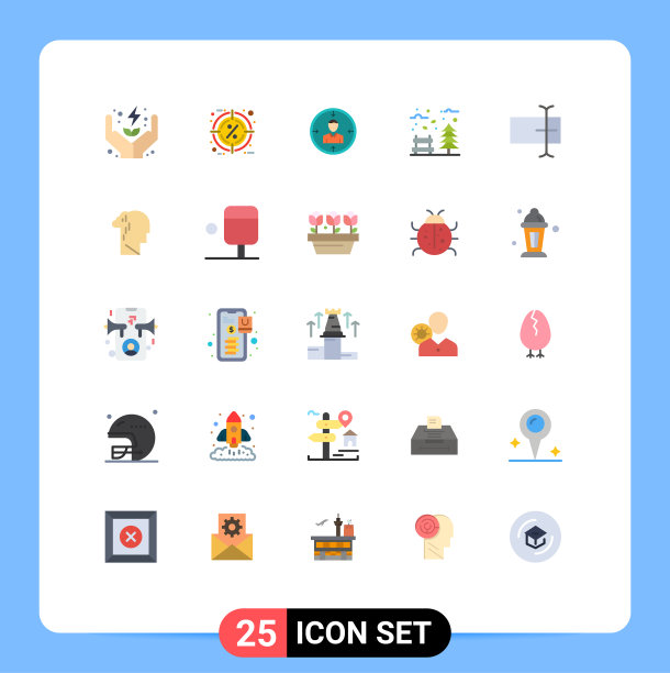 可编辑线包25个简单的平面颜色图片下载