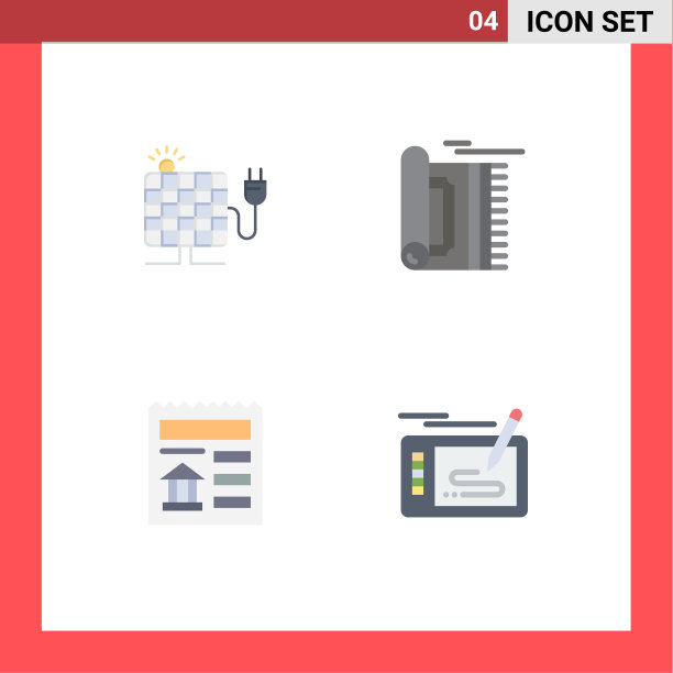 现代设置4个平面图标图标能源图片下载