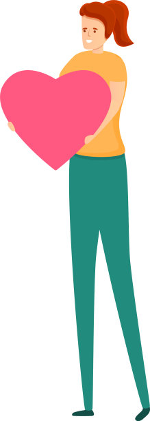 女孩给感情心图标卡通风格图片下载