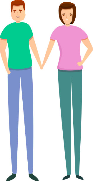 幸福的恩爱夫妻卡通风格图片下载