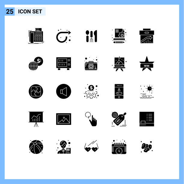 为网络和移动设置的25个通用实体符号图片下载