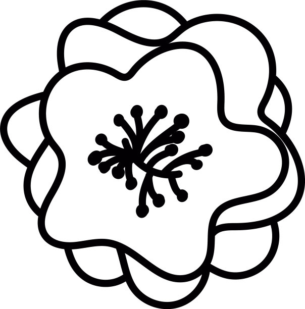 中国花卉线条风格图标设计图片下载