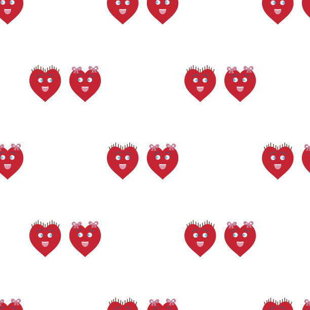 无缝图案与有趣的红心在白色图片下载