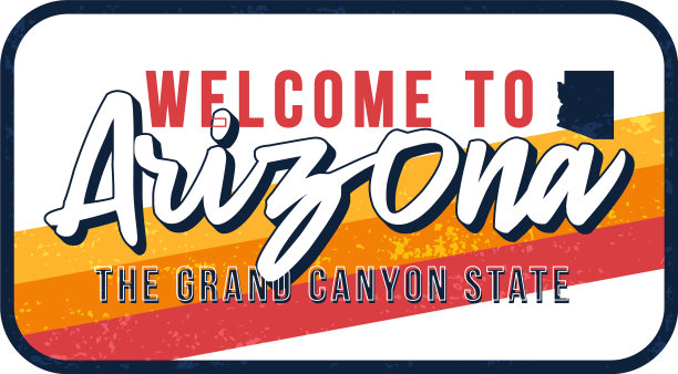 欢迎来到亚利桑那州古老的生锈金属标识图片下载