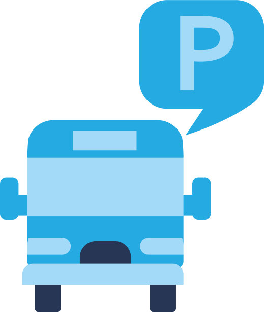 停车泡泡和公共汽车平面风格的图标图片下载