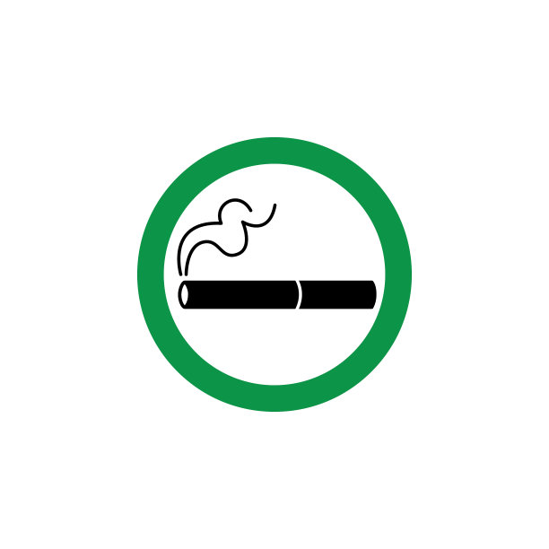绿色圆圈中的香烟标志符号和图标图片下载