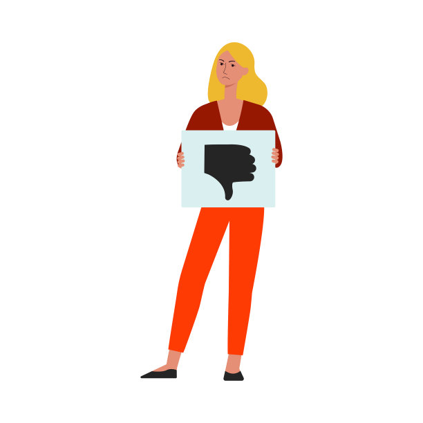 不高兴的女顾客举着牌子站着图片下载