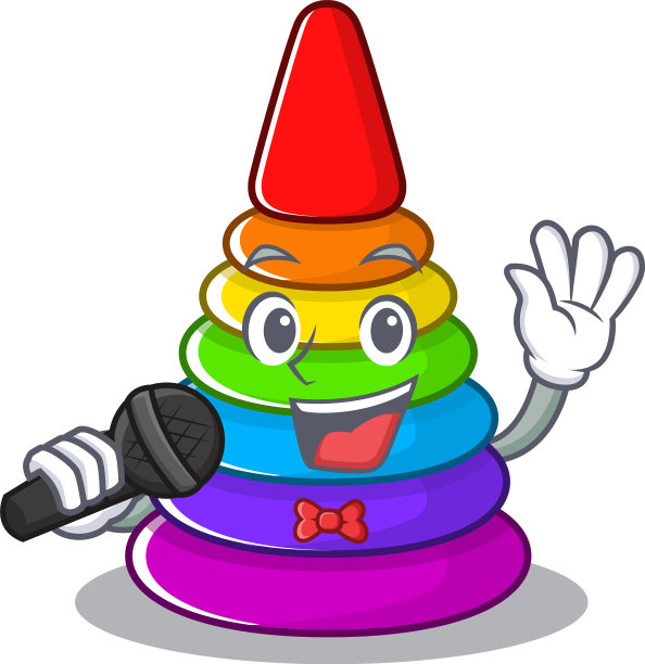 快乐的玩具金字塔在麦克风上唱歌图片下载