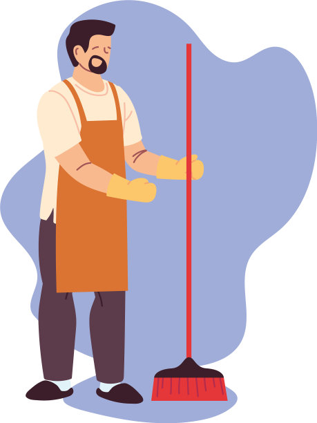 清洁服务人员戴着手套进行清洁图片下载