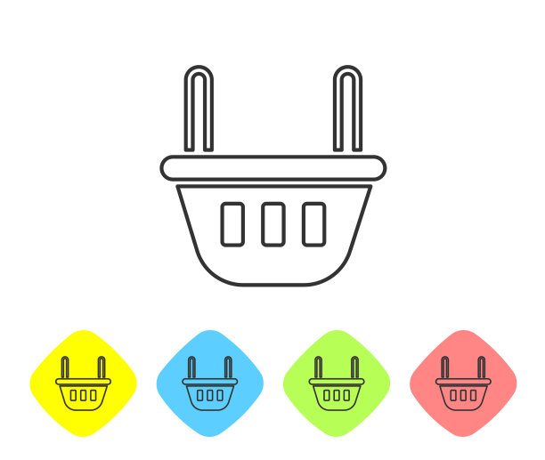 灰色线购物篮图标孤立在白色图片下载