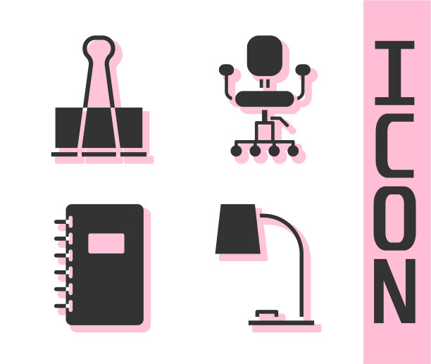 设置台灯、活页夹和螺旋笔记本图片下载